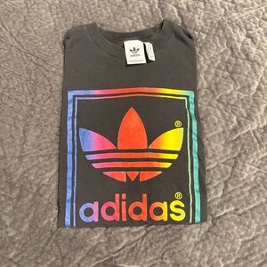 Adidas Black Tee with Rainbow Logo